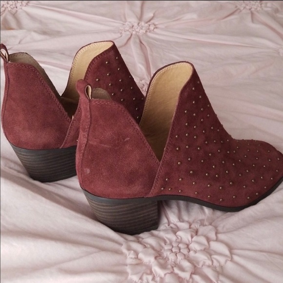 Lucky Brand Shoes - Studded suede maroon lucky booties